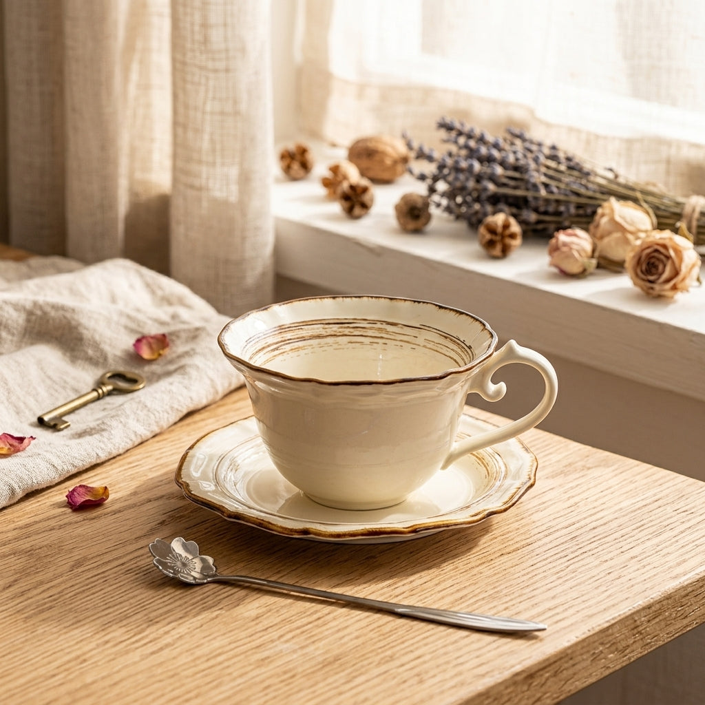 Luxury Retro Ceramic Mug Cup & Saucer Set, Gift Choice
