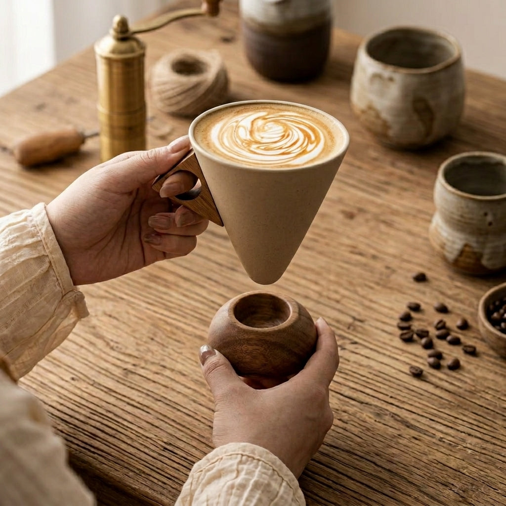Mid-century Rough Pottery Latte Coffee Ceramic Cup