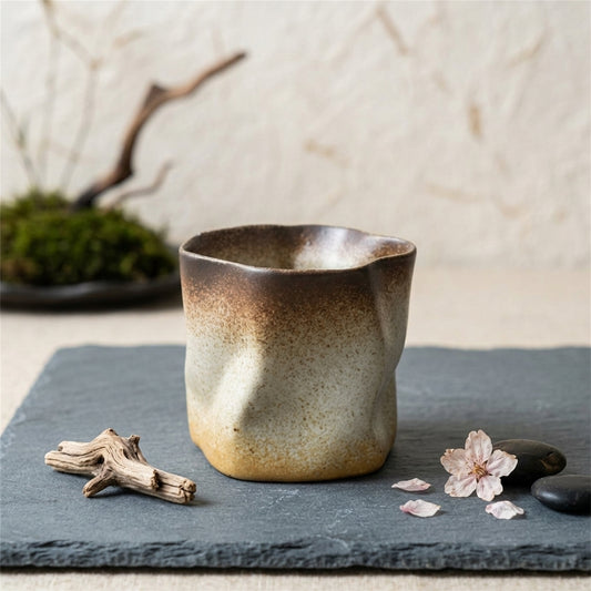 Irregular Retro Ceramic Mug, Japanese Style Rough Pottery Coffee Cup